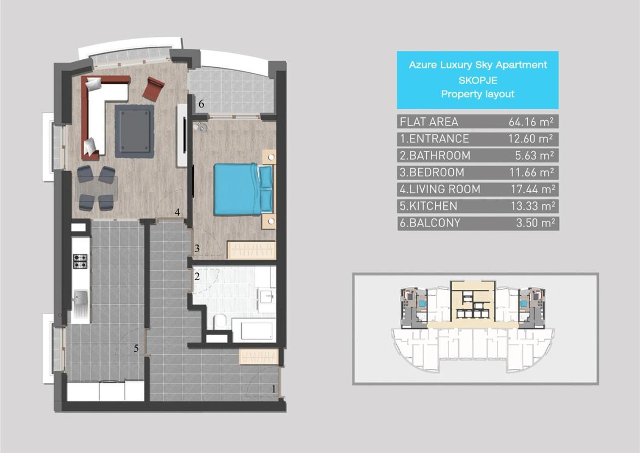 Azure Luxury Sky Apartment Skopje Zewnętrze zdjęcie
